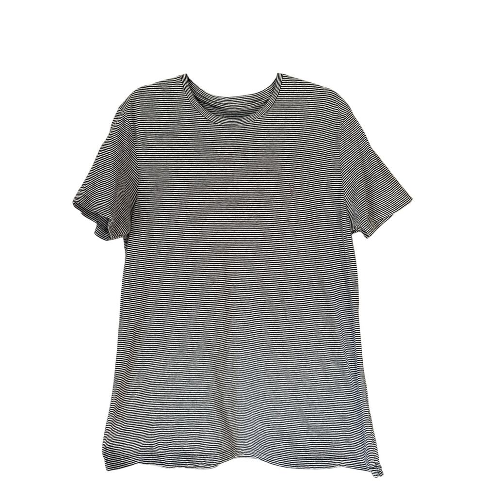 Allsaints Vintage Mens‎ Crew Neck Striped T-Shirt Size M Embroidered Logo